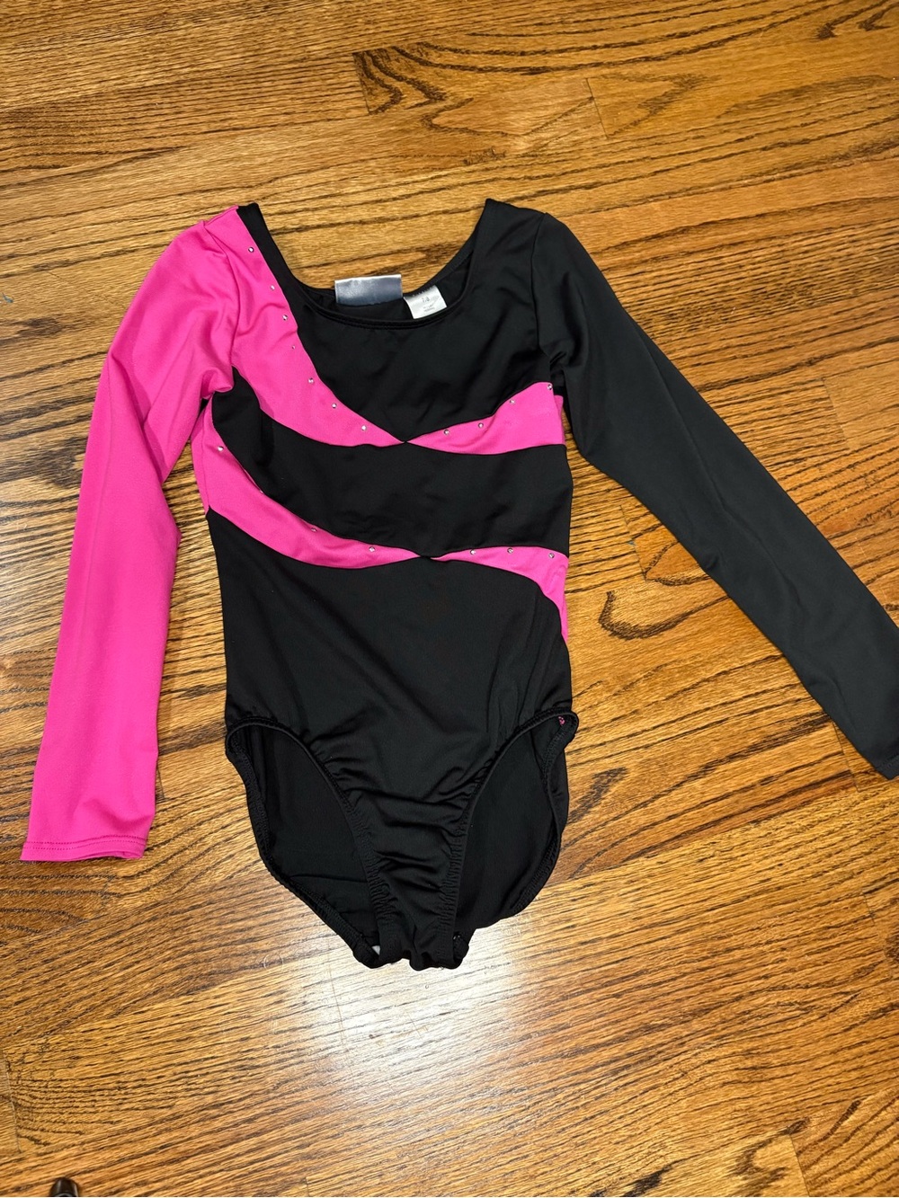Danskin Black & Hot Pink Long Sleeve Gymnastics Leotard